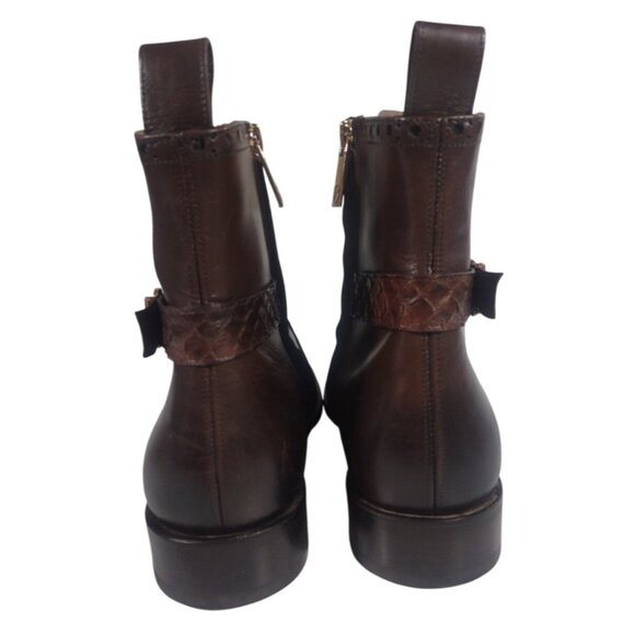 Franco Cuadra Women's Us 10 Mex 27 Brown Python Snake Skin Leather Ankle Boots - Picture 5 of 7